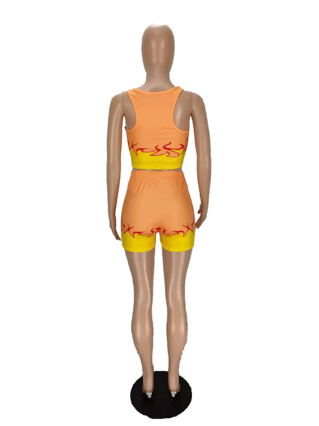 Женский Повседневный комплект из двух предметов облегающий топ и шорты с принтом