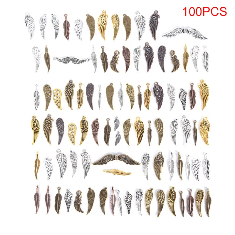 100 шт смешанные цвета в винтажном стиле бронзовый металлический небольшой крылья