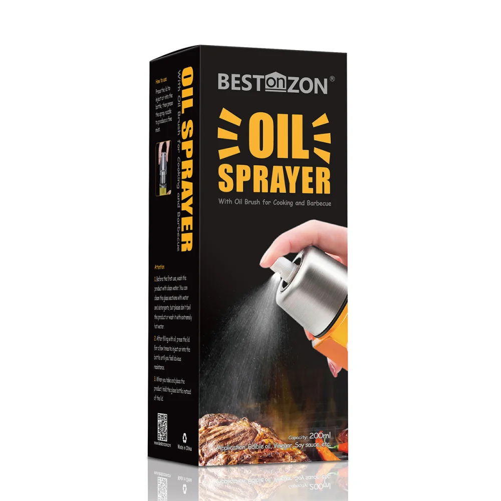 

BESTONZON Portable Oil Sprayer Dispenser Glass Spraying Oil Bottle with Silicone Brush for Outdoor and Indoor