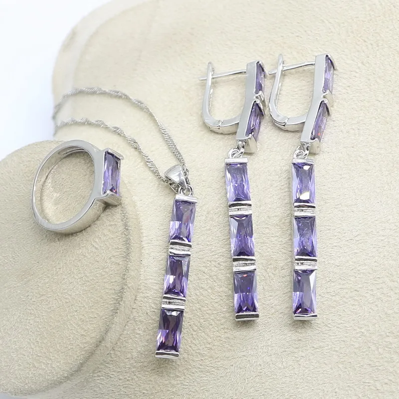 Ювелирные наборы из серебра 925 пробы с натуральным фиолетовым аметистом для