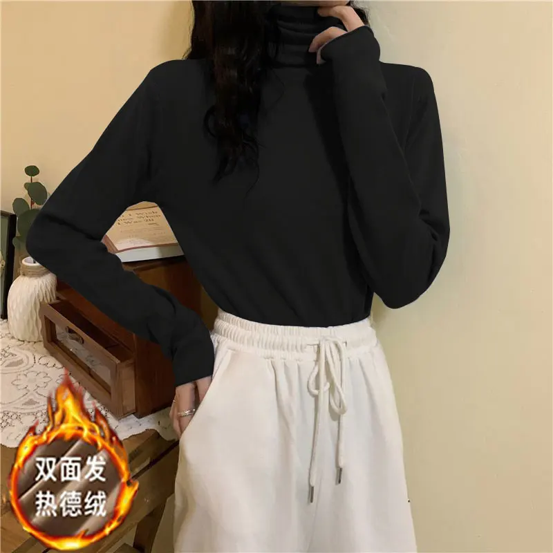 Женская Базовая водолазка Dralon однотонная рубашка с воротником хомутом весна 2021 в