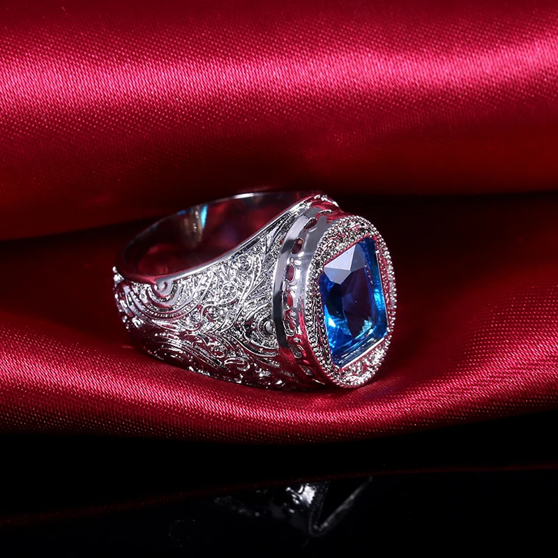 Huitan винтажные вечерние кольцо для женщин с солитерами темно синий кубический