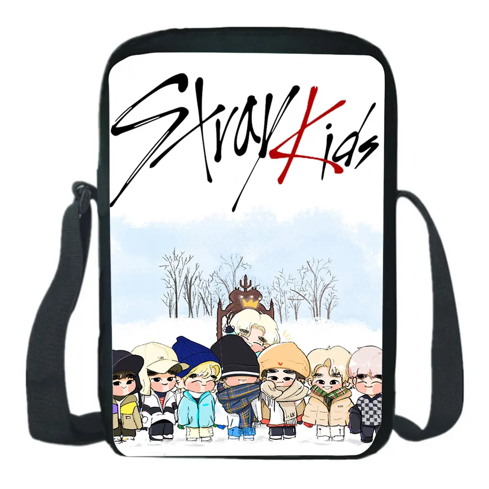 Детские модные сумки Kpop Stray через плечо Корейская звезда певец сумка-мессенджер на молнии для подростков для мальчиков и девочек рюкзак чер...
