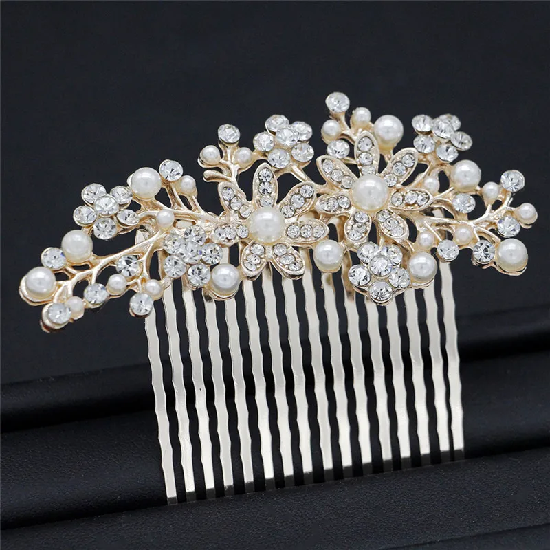 

Elegant Wedding Hair Combs For Bride Crystal Rhinestones Pearls Women Hairpins Bridal Headpiece Hair Accessories