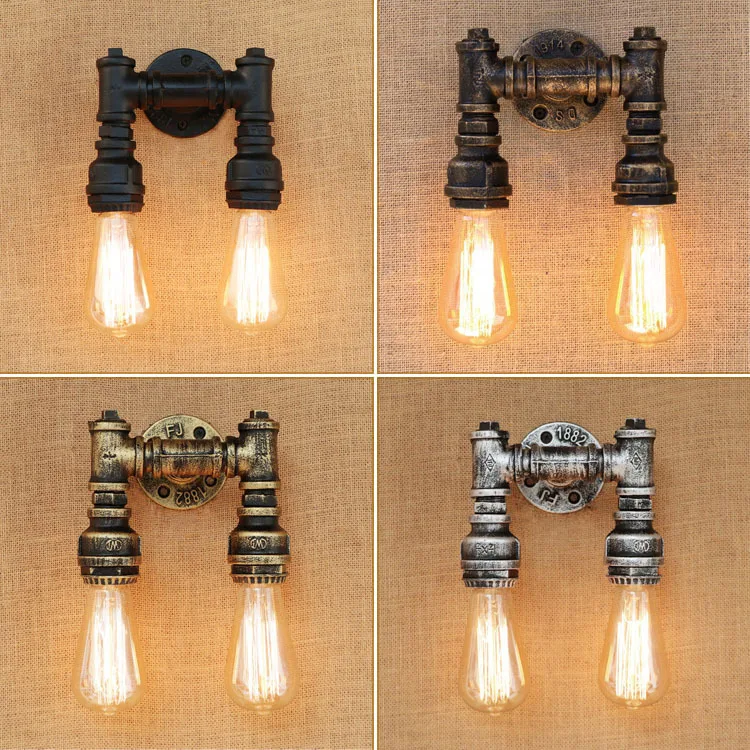 old industrial air passage retro restaurant Edison industrial water pipe single head decorative water pipe wall lamp