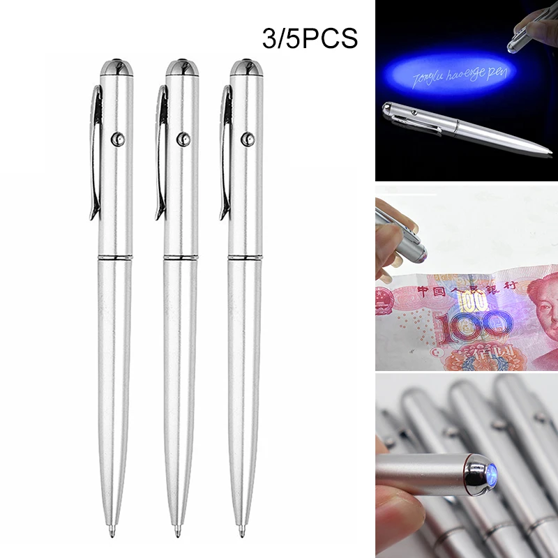 

Invisible Ink Pen 3/5pcs Ballpoint Rotate Magic Pens with UV Purple Light 13.8cm Office School Supplies GK99