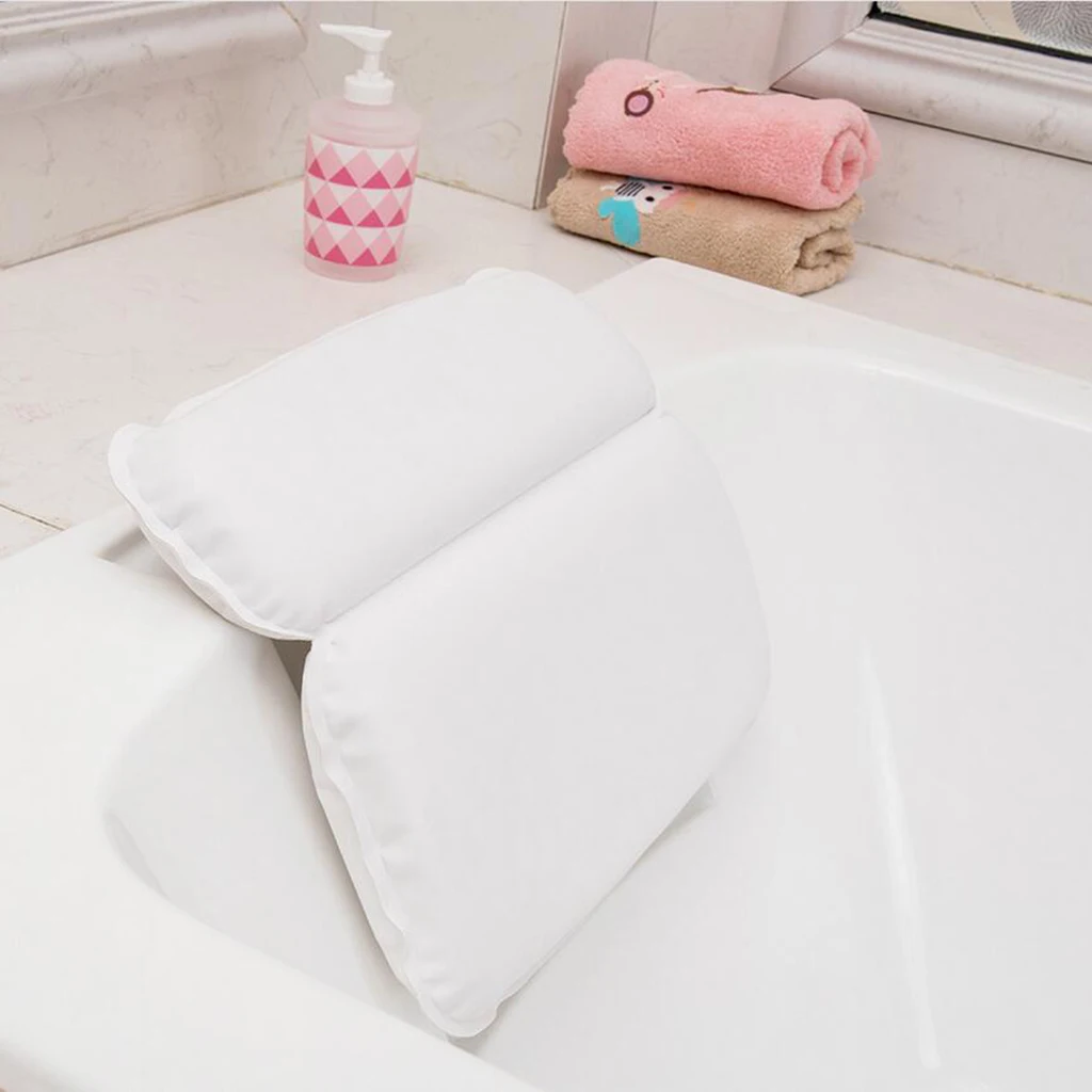 

Anti-slip Bathtub Bath Pillow W/ 4 Suction Cups Bathroom SPA Pillow 30x40cm