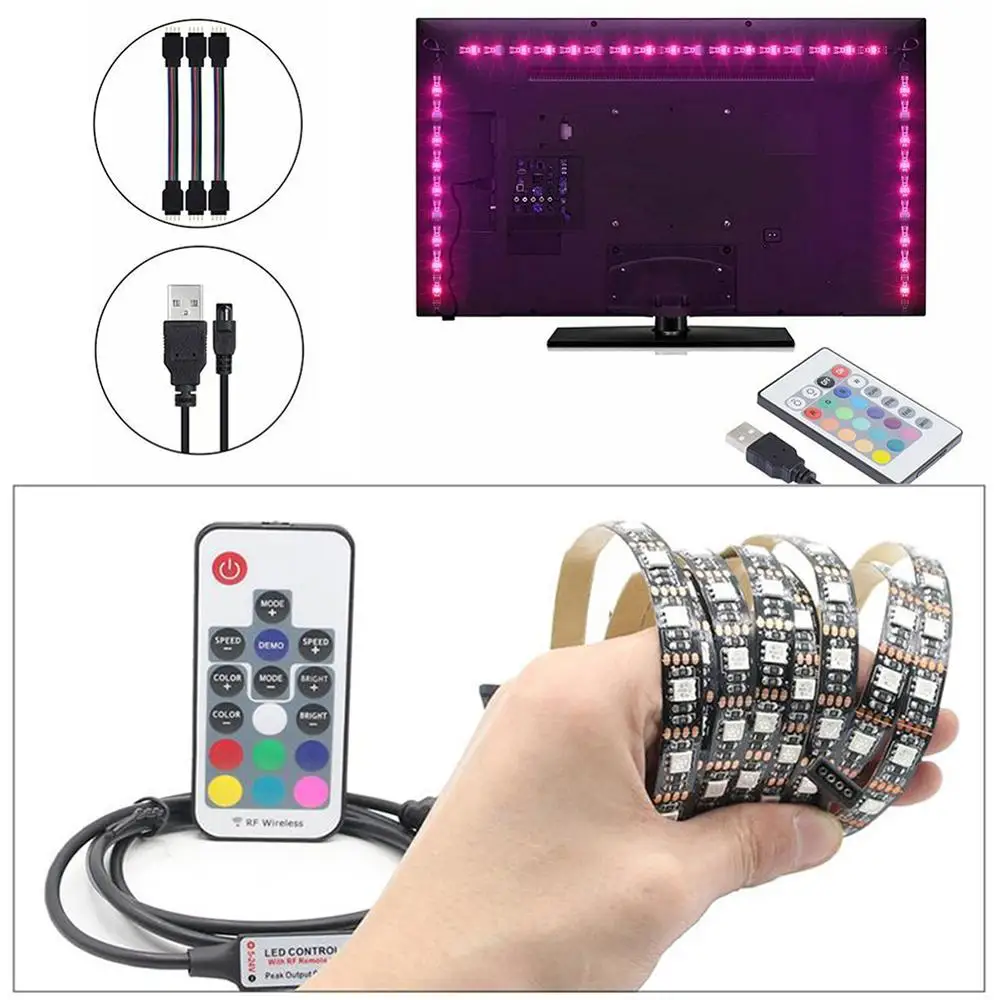 Светодиодный светильник полоски Цвет изменение ТВ светодиодный Подсветка 5V RGB 20