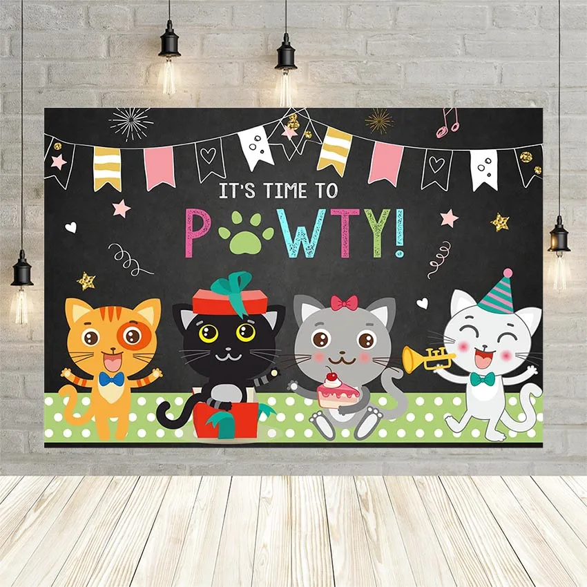 Фон Avezano для фотосъемки с изображением животных торта подарка дня рождения