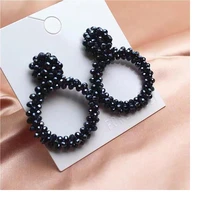 style new style cool wind big ear nail rope braided glass beads trend exaggerated personality fashion earrings