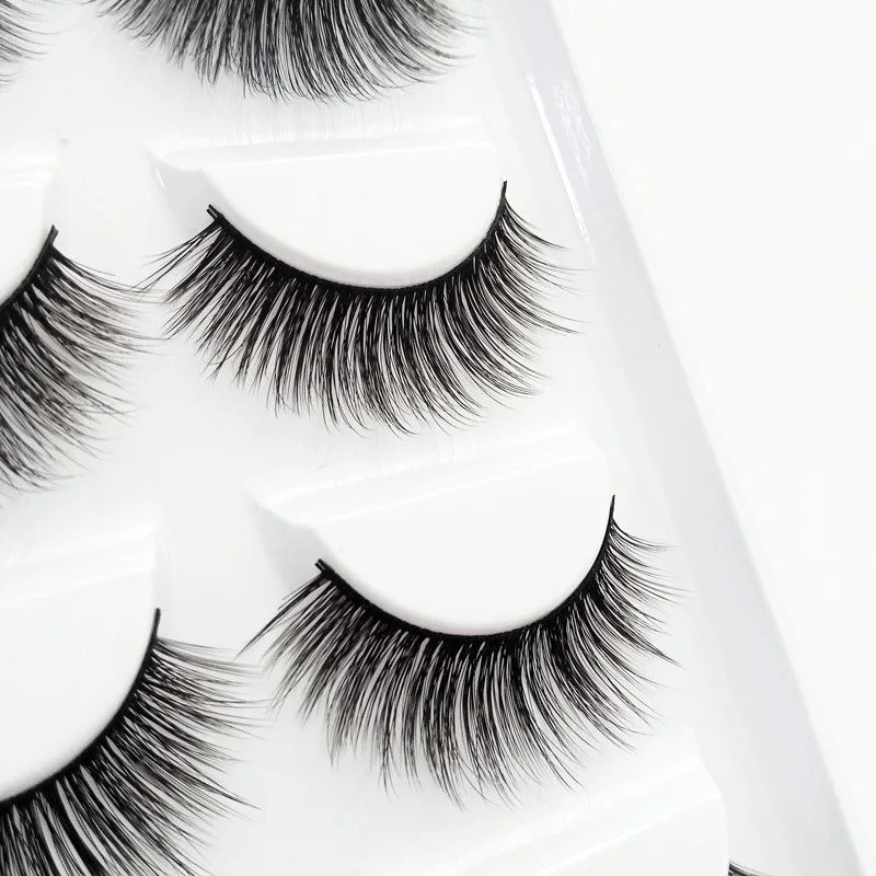 5 Pairs/Box 3D Mink Lashes Natural Thick Fake Eyelashes Volume Artificial Extensions Tools False Makeup | Красота и здоровье