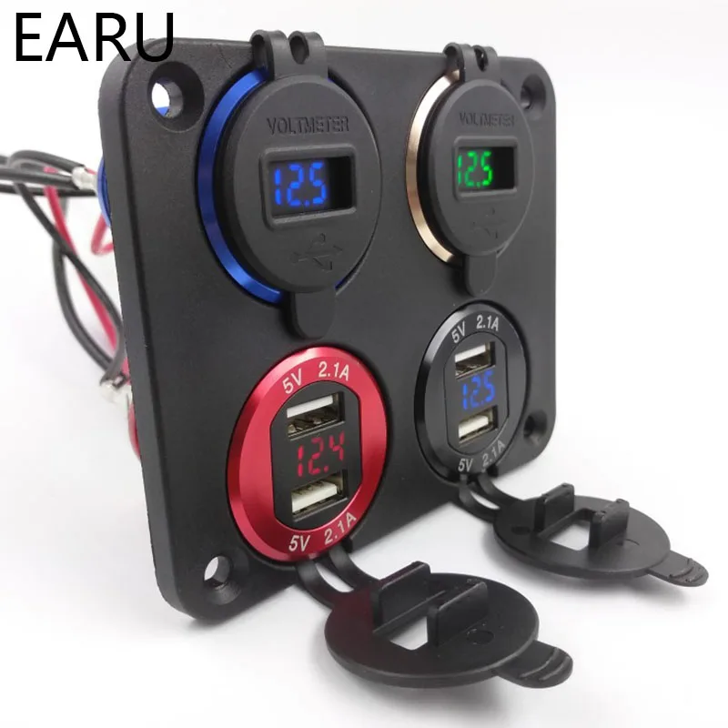 Quick charge Metal 5V 4.2A Dual usb charger Voltage Meter Voltmeter Display Car Suitable for cars ships and motorcycles | Инструменты