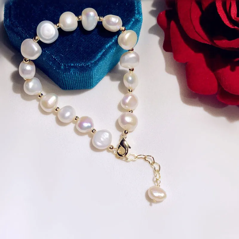 Женский винтажный браслет из серебра S925 пробы с натуральным пресноводным