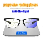 Очки для чтения с защитой от синего излучения, прогрессивные многофокальные очки, компьютерные очки для мужчин, женщин, мужчин, прозрачные Регулируемые очки, черные 1,5 2,5 3,0