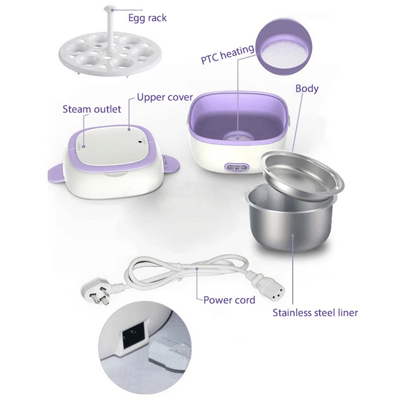 Мини рисоварка Электрический термонагреватель Ланч бокс 2 слоя портативный