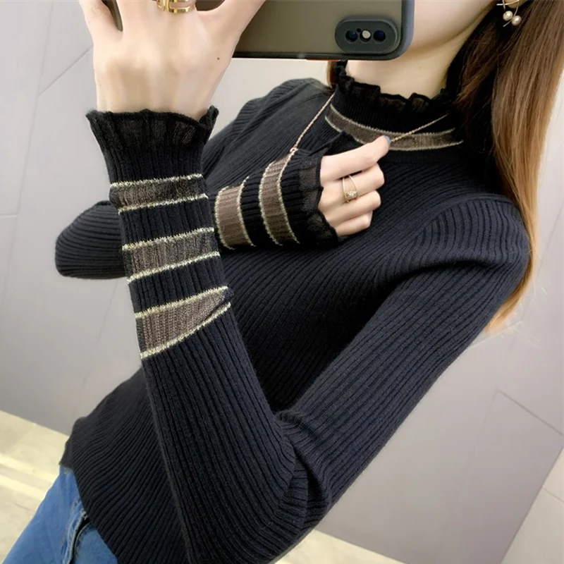 

Sweater Woman 2020 new autumn and winter long sleeves with a slim bottom blouse half turtleneck sweater XBA194-XBA196