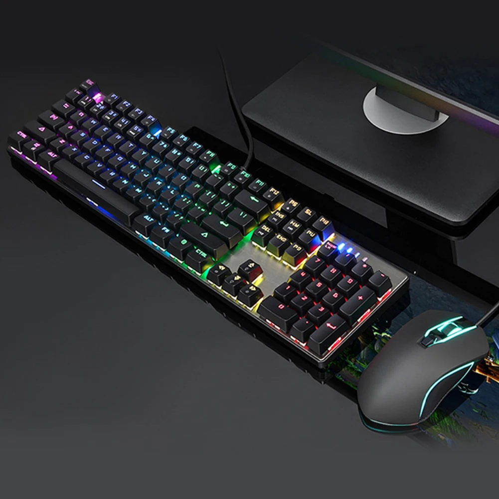 Ck888 Gaming Mechanical Keyboard Mouse Usb Wired Set With Rgb Led Backlight Adjustable Dpi Part | Компьютеры и офис