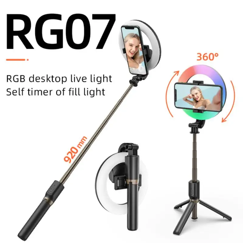 

2 Color 5V 5W 7.87 Inch 22 RGB 42 LED Video Light 9 Modes Ring Light Selfie Stick Rotated 360 Remote Control Home Accessories