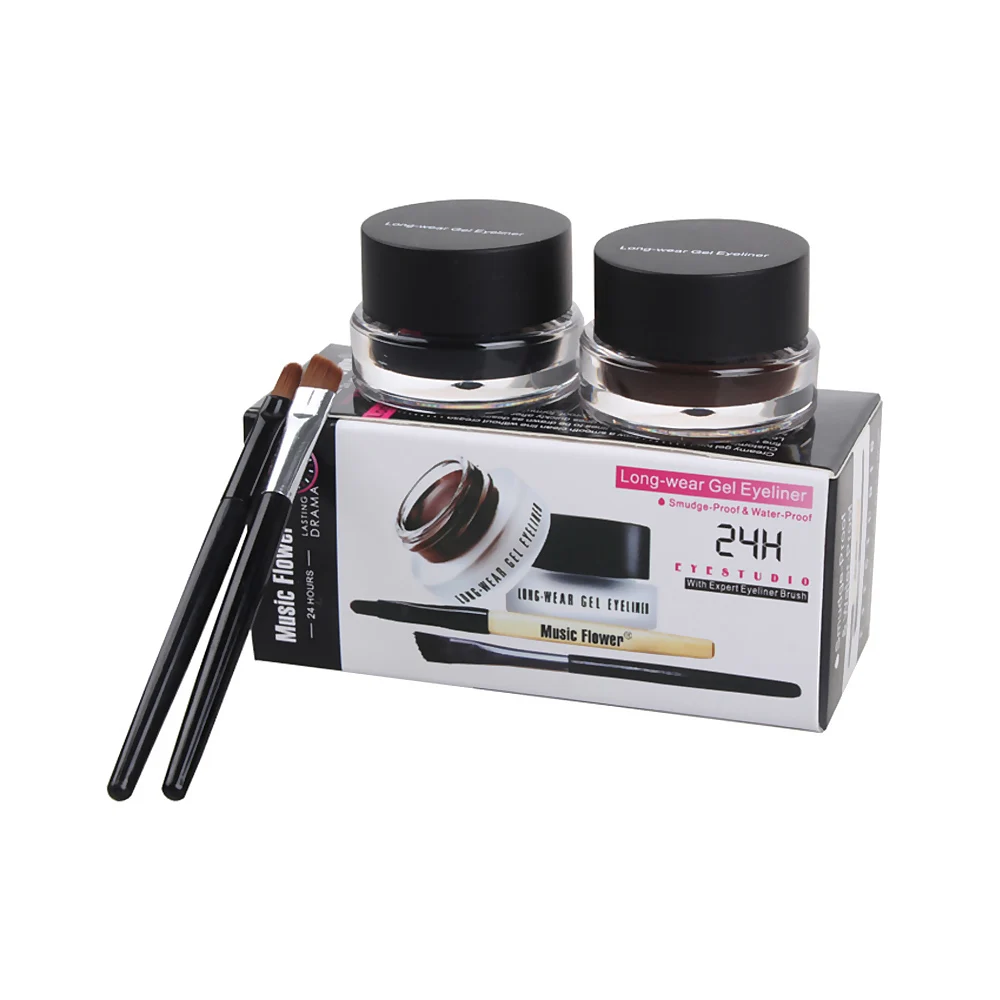 Fexport Водостойкая Подводка для глаз с защитой от пятен гель 2 кистями макияжа |