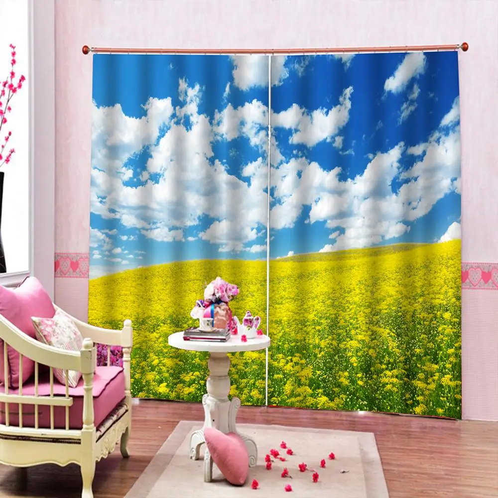 Buy Blue sky and white clouds Door Windows Curtains Backdrop Thin Living Room Bedroom Decorative Kitchen Drapes Clear print on