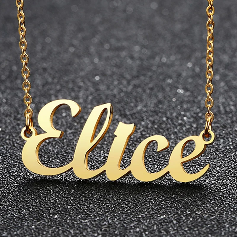 

Vnox Custom Name Necklace Personalized Customized Nameplate Pendant for Women Silver Gold Color