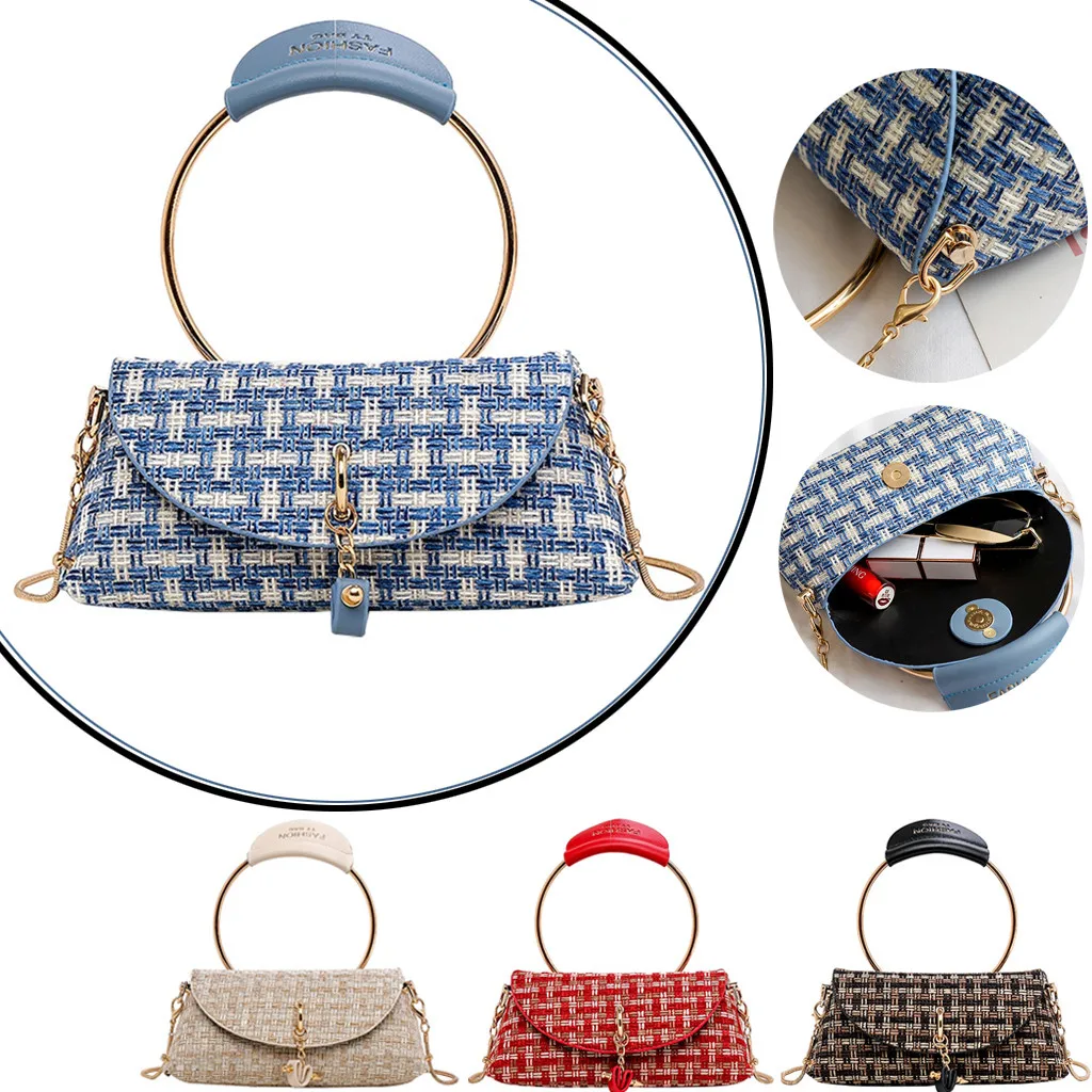 

Fashion Women Weave Leather Crossbody Bags Chain Shoulder Messenger Bag Female Retro Cutch Handle Bags Bolsa Feminina #NG