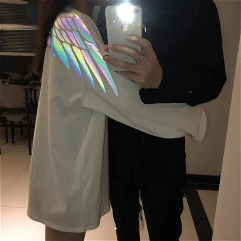 Футболка для девочек футболка с отражающим рисунком пары крыльев в японском