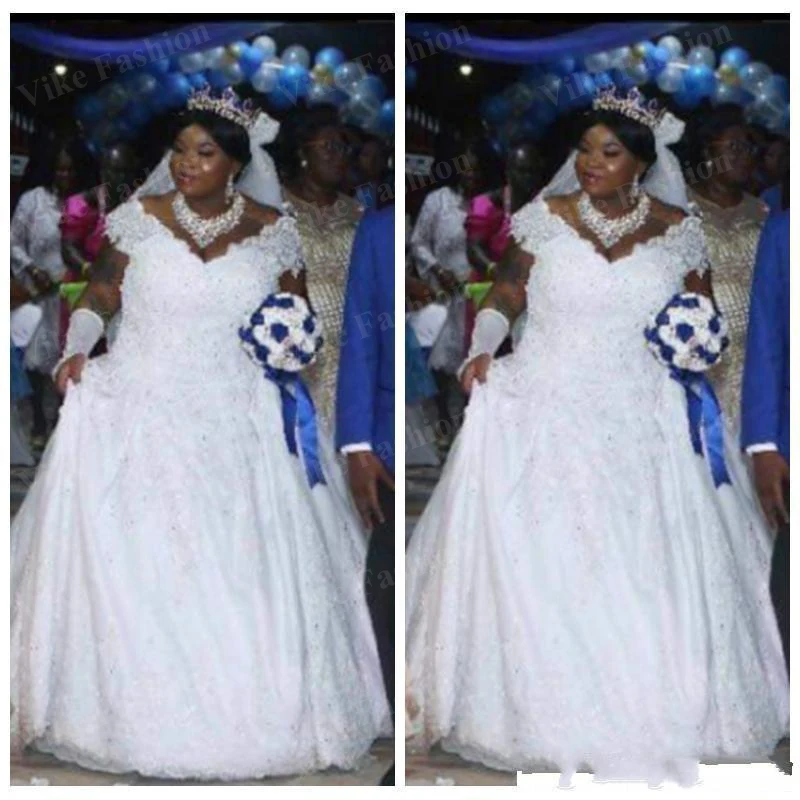 

Off Shoulder Lace Appliques A-Line Wedding Dresses Beading Vintage Plus Size Bridal Gowns Customized Long Vestidos