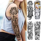 тату наклейки женские таьуировки временные Водонепроницаемый Временный Большой рукав татуировки наклейки буддийский Святой Бодхисаттва Лотос флеш-татуировки женский боди-арт поддельные татуировки человек