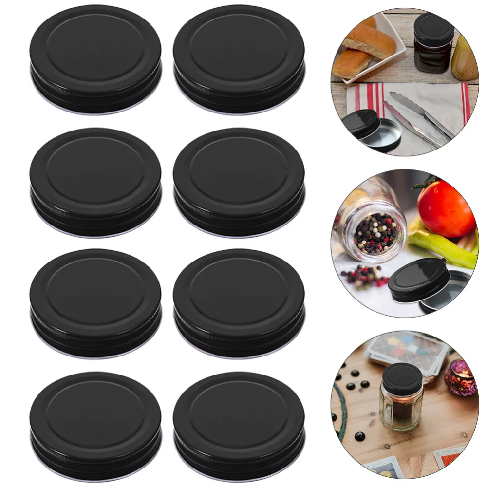 

16pcs Tinplate Mason Jar Lids Mason Storage Jar Covers Caps Canning Caps (Black)