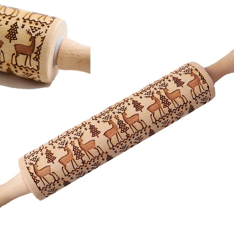 43 см на заказ Бук деревянная Скалка Рождественская елка Лось мультфильм рисунок