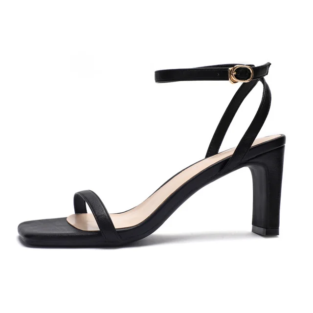 Женские сандалии на толстом высоком каблуке черные мягкие удобные пляжные