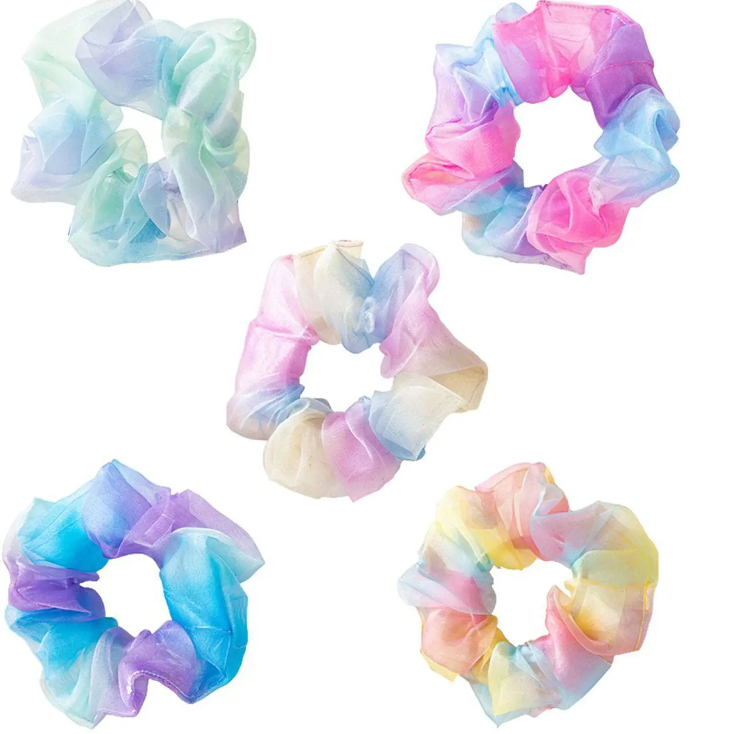 

Elastic Ponytail Holders Sweet Girls Multicolor Tie-Dyed Scrunchies Rubber Band Hair Ties