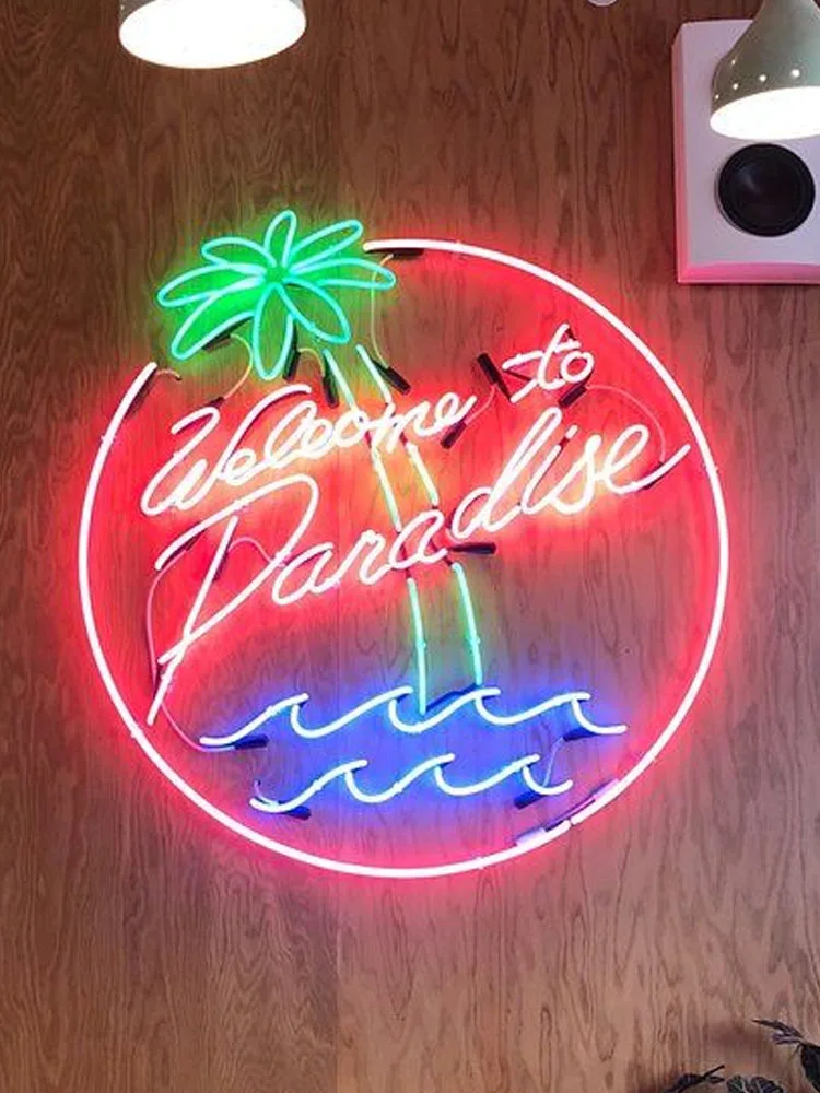 

Neon Sign welcome to paradise neon bulbs sign Lamp Handcrafted tree resterant light beer Coors Light Neon Sign Tube Neon Shop