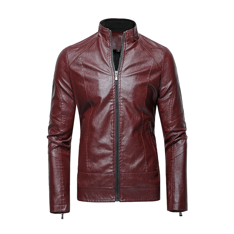 

2019 Autumn New Fashion Stand Collar Motorcycle Leather Jacket