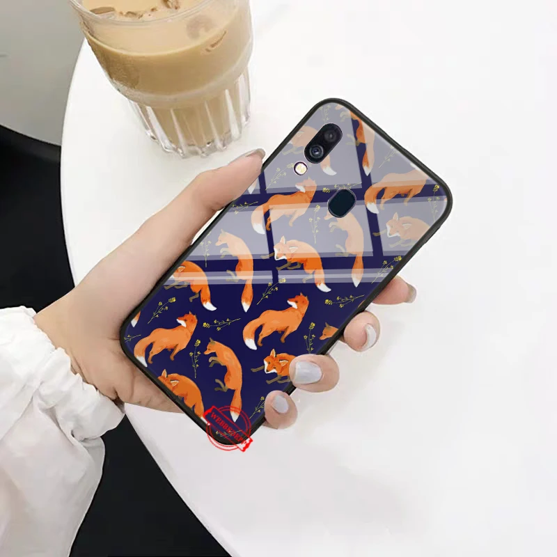 8W Animal More Cute Fox cat Glass Case for Samsung S7 Edge S8 S9 S10 Plus A10 A20 A30 A40 A50 A60 A70 Note 8 9 10 | Мобильные