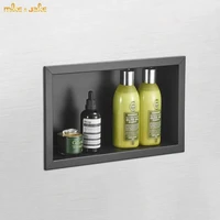 Concealed Matte Black Wall Niche Shower Room Stainless Steel Wall Recessed Box Hotel Bathroom Recessed Black Shower Niche