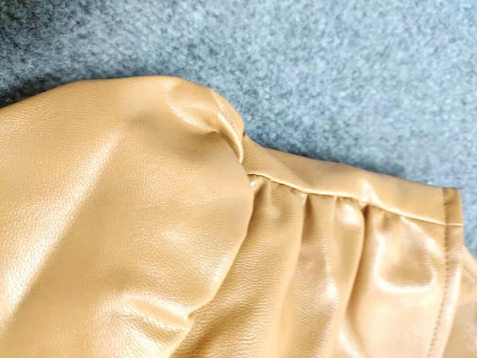 Платье женское из искусственной кожи с V-образным вырезом на шнуровке Осень-зима