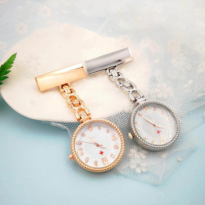 ALK Retro Nurse Watches Clip-on Fob Pocket Medical Watch Brooch Doctor Gift Stainless Steel Nurse Clock Hospital RoseGold Silver