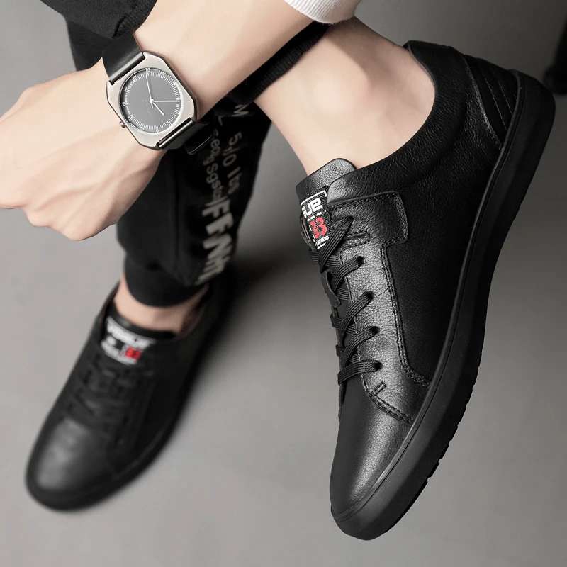 

men genuine leather shoes Fashion Comfortable male sneakers Luxury Mens Vintage Shoes breathable oxfords casual flats shoes