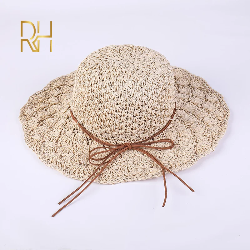 Детская Регулируемая шляпа RH складной солнцезащитный козырек Пляжная вязаная