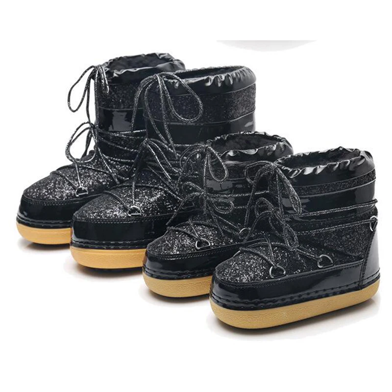 Женские зимние ботинки для детей женские теплые меховые на платформе с блестками