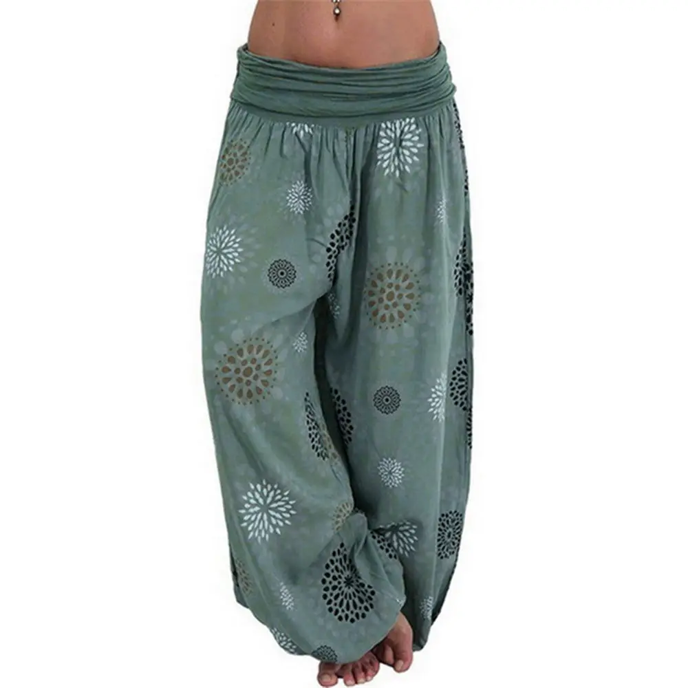 

2020 New Women Harem Pants Boho Ethnic Chic Wide Leg Pants Ladies Fitness Trousers Female Sarouel