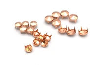 100pcs rose gold low cone punk studs spike 4 cone claw nailheads rivets for diy craft making jacket bags belts leather craft