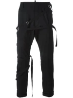 mens motorcycle pants casual pants pencil pants spring and autumn new black ribbon leggings design fashion personality slim