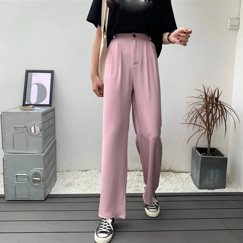 

Elastic Waist Pants Women Formal Straight Trousers 2022 High Waist Streetwear Korean Fashion Jogger Pantalones Mujer Ropa