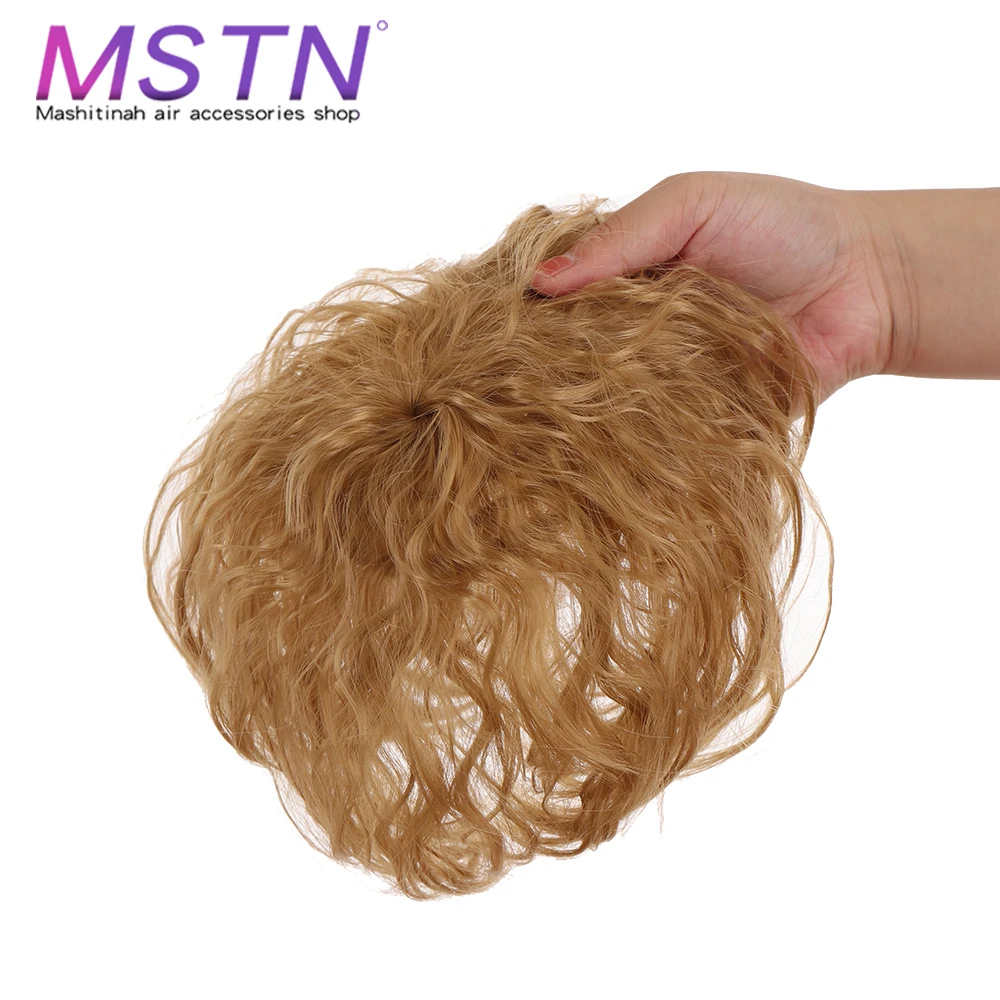 

MSTN Fluffy Synthetic Short Curly Corn Whisker Wig Replacement Piece Hair Covering White Invisible Hairpiece Brown Lightbrown