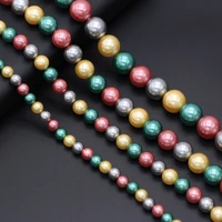mix colors natural pearl shell beads fashion round shape shell loose beads 6 8 10 12mm size pick for making diy jewelry necklace