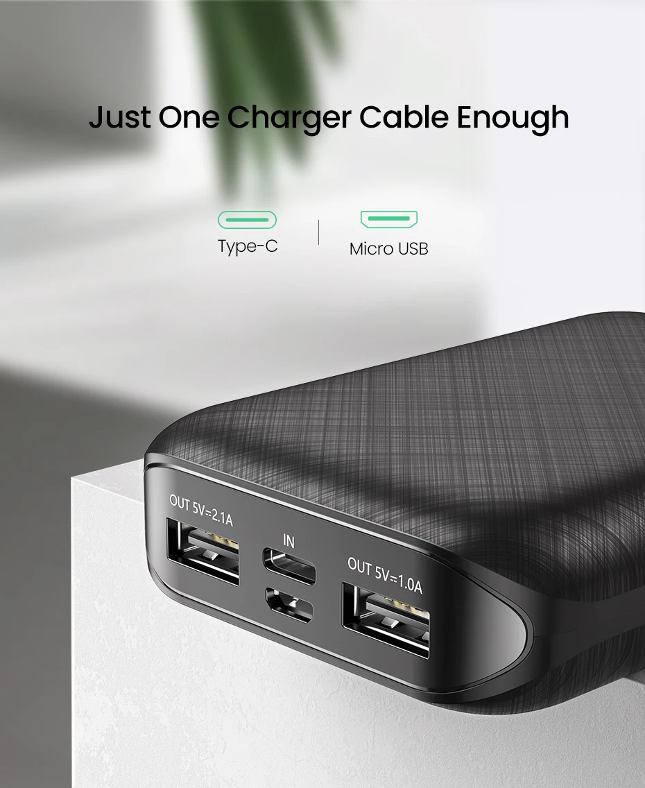 Ugreen power Bank 10000 мАч портативное зарядное устройство Внешняя батарея для мобильного телефона быстрое зарядное устройство для Xiaomi samsung S10 Mini power bank
