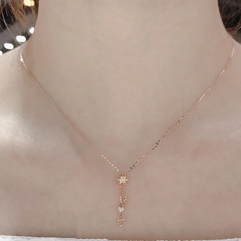 

AINUOSHI 18K Gold Round Cut 0.045ct Real Diamond Hanging Heart Shaped Pendant Necklace Women Holiday Special Jewelry Gifts 18''